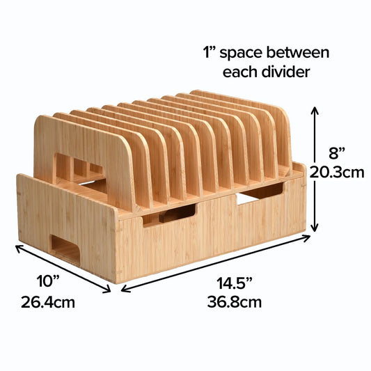MobileVision Bamboo 12-Port Charging Station & Docking Organizer for Smartphones, Tablets, Family-Sized (Combos Included)