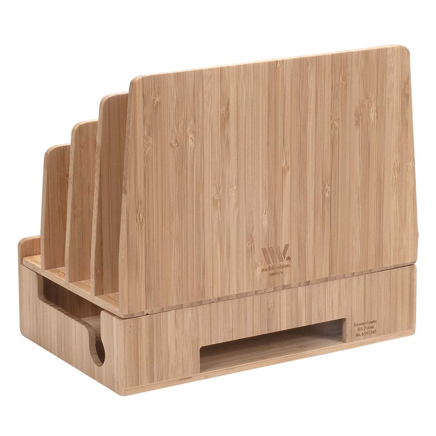 MobileVision Bamboo Charging Station &amp; Multi Device Organizer Slim Version for Smartphones, Tablets, and Laptops