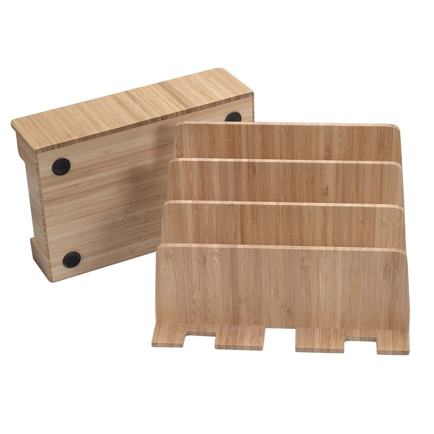 MobileVision Bamboo Charging Station &amp; Multi Device Organizer Slim Version for Smartphones, Tablets, and Laptops