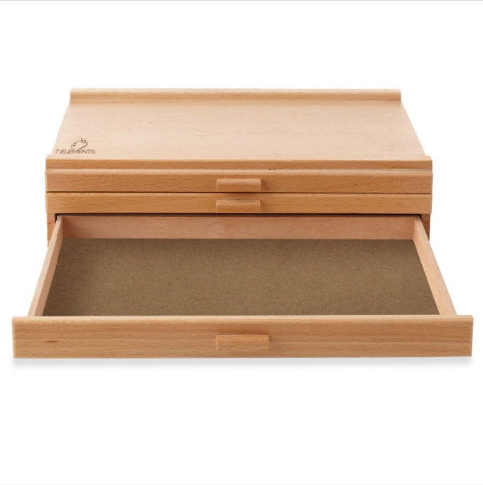 Wooden Multi-Drawer Art Supply Storage Box – Organizer for Pastels, Pencils, Brushes & Drawing Tools – 3, 4, 6, 10 or 12 Drawers