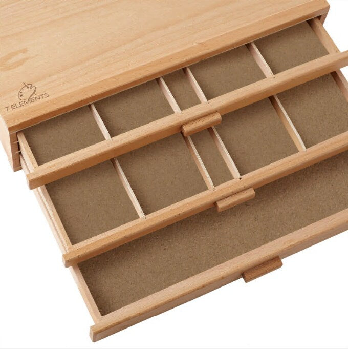 Wooden Multi-Drawer Art Supply Storage Box – Organizer for Pastels, Pencils, Brushes & Drawing Tools – 3, 4, 6, 10 or 12 Drawers