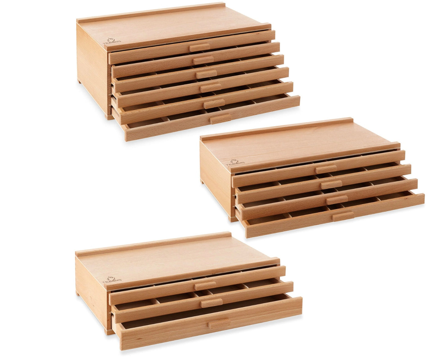 Wooden Multi-Drawer Art Supply Storage Box – Organizer for Pastels, Pencils, Brushes & Drawing Tools – 3, 4, 6, 10 or 12 Drawers