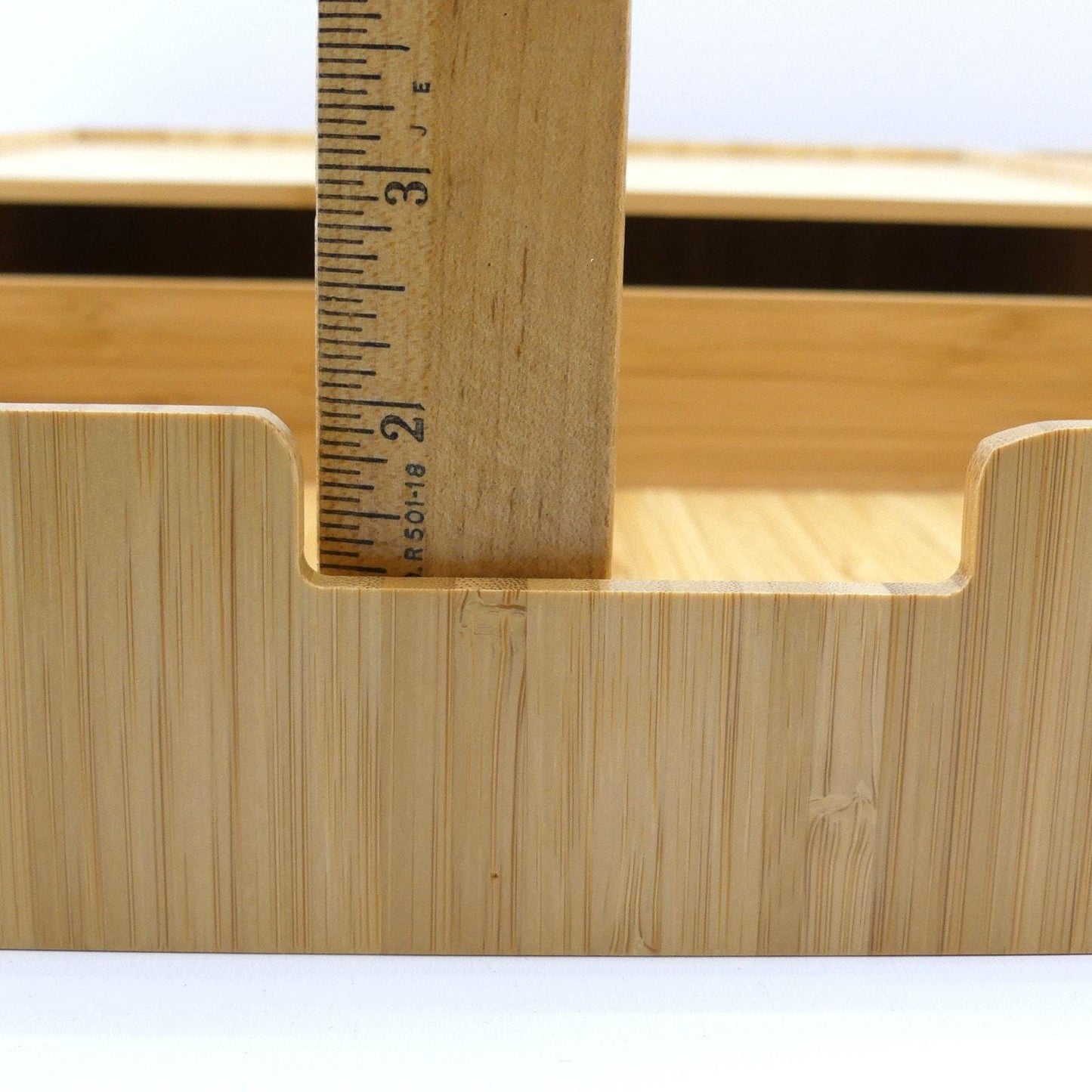 Set of 2 Bamboo Monitor Stands with Pull-Out Storage Drawers – Stackable Desktop Organizer